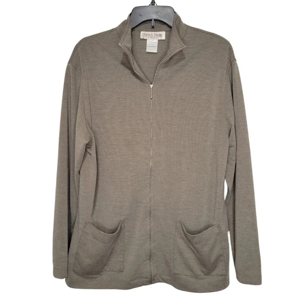 SIMPLY SUSAN by Susan G Taupe Zip-Up Casual Jacket Women's Size Large - Picture 1 of 8